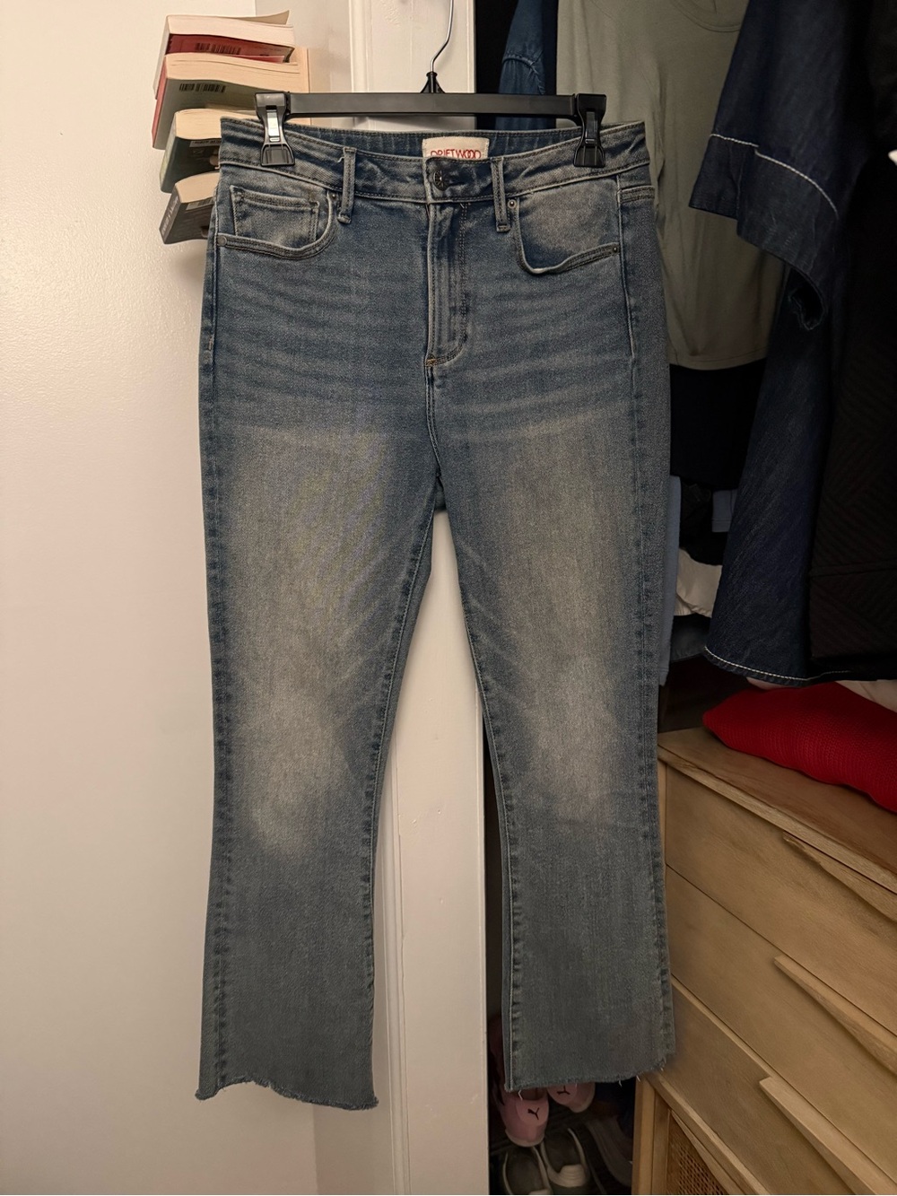 DRIFTWOOD Women's Faded Light Blue Kick Flare Jeans